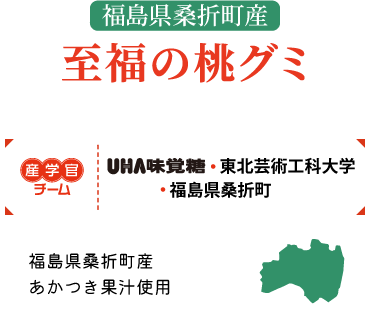 産学官チーム｜UHA味覚糖・東北芸術工科大学・福島県桑折町 福島県桑折町産 あかつき果汁使用