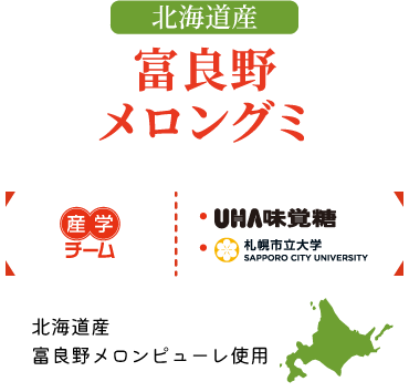 産学チーム｜UHA味覚糖・札幌市立大学　北海道産 富良野メロンピューレ使用