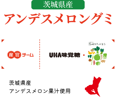 産官チーム｜UHA味覚糖・茨城をたべよう　茨城県産アンデスメロン果汁使用