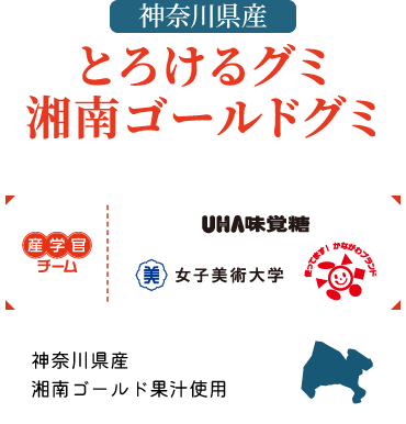 産学官チーム｜UHA味覚糖・女子美術大学・使ってます！かながわブランド 神奈川県産 湘南ゴールド果汁使用