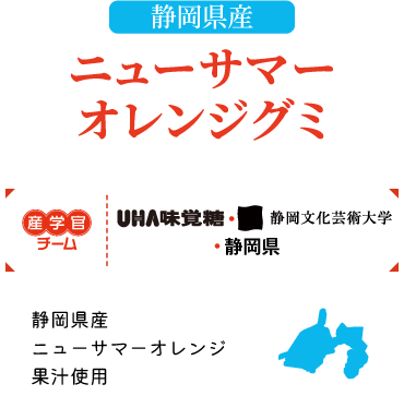 産学官チーム｜UHA味覚糖・静岡文化芸術大学・静岡県　静岡県産ニューサマーオレンジ果汁使用