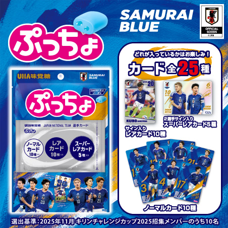 ぷっちょサイト『ぷっちょ袋　サッカー日本代表カード　ソーダ味』商品ページへ