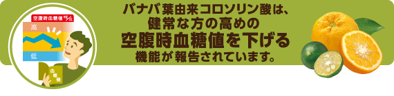 バナバ葉由来のコロソリン酸は、健常な方の高めの空腹時血糖値を下げる機能が報告されています。